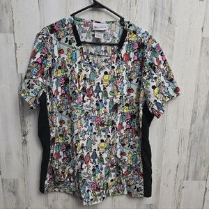 Dreamworks Wheres Waldo Scrub Top Womens Plus Size 2XL